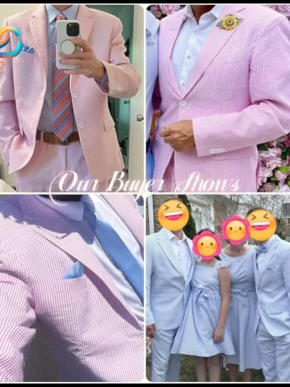 Men's Seersucker Suit 2-Piece Summer Wedding Prom Casual Fit